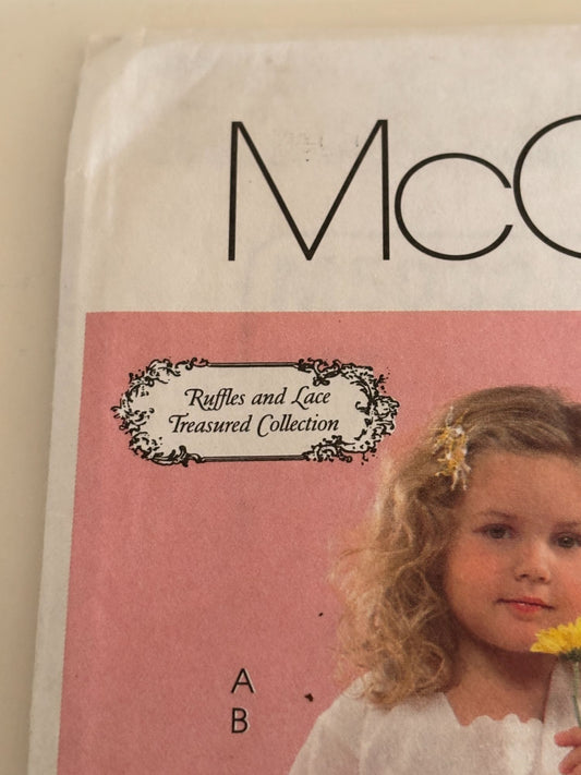 McCalls Sewing Pattern M5032 Girls Dress Jacket 2-5 Ruffles Lace Vintage Style