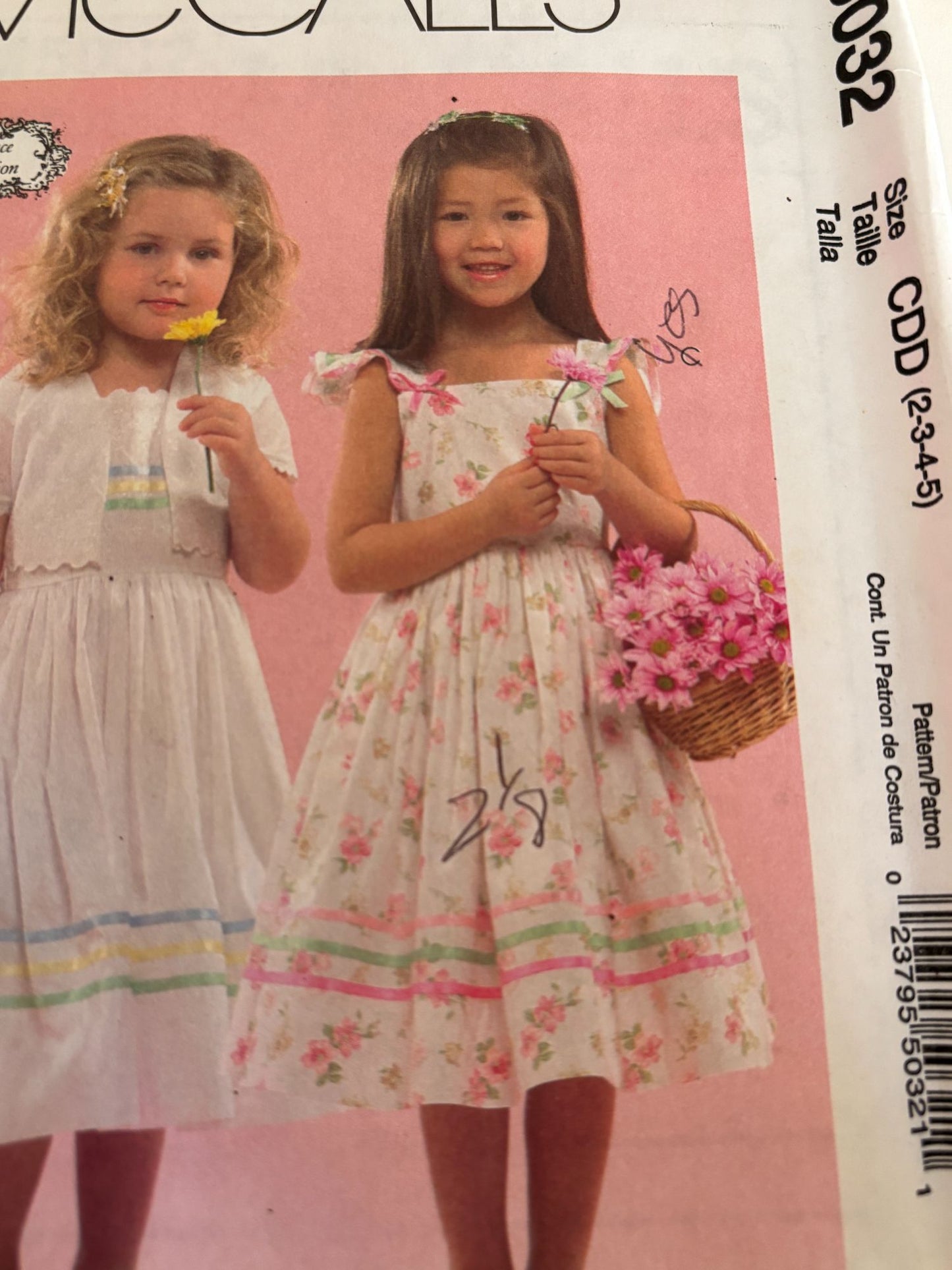 McCalls Sewing Pattern M5032 Girls Dress Jacket 2-5 Ruffles Lace Vintage Style