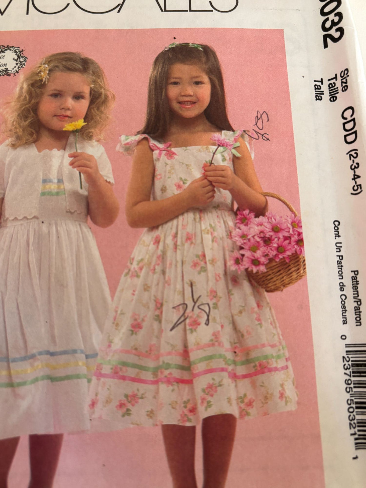 McCalls Sewing Pattern M5032 Girls Dress Jacket 2-5 Ruffles Lace Vintage Style