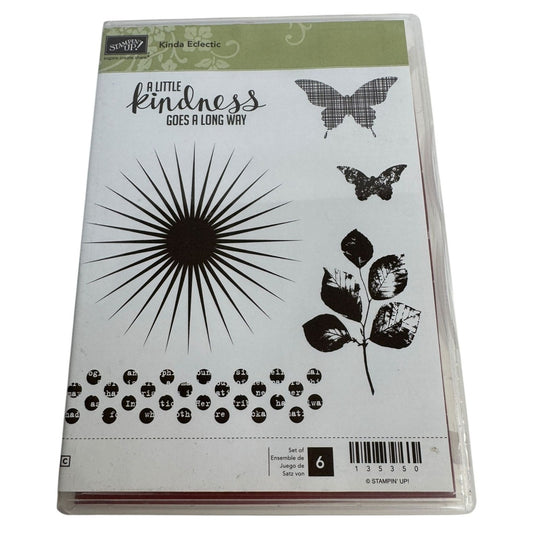 Stampin Up Rubber Stamp Set Kinda Eclectic Kindness Starburst Sun Butterfly Leaf