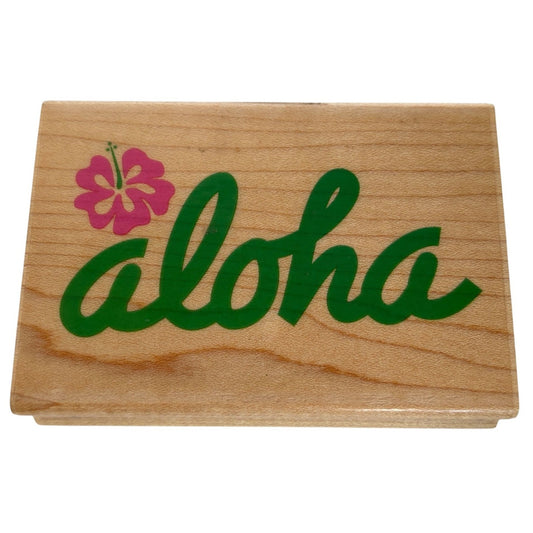 Delta Rubber Stamp Aloha Hawaiian Word Card Making Sentiment Hello Flower Beach