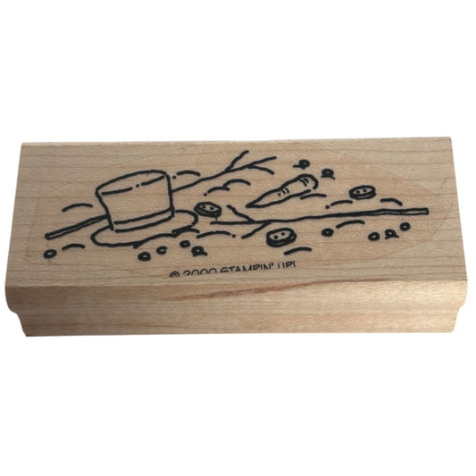 Stampin Up Rubber Stamp Melted Snowman Hat Buttons Carrot Melting Snow Funny