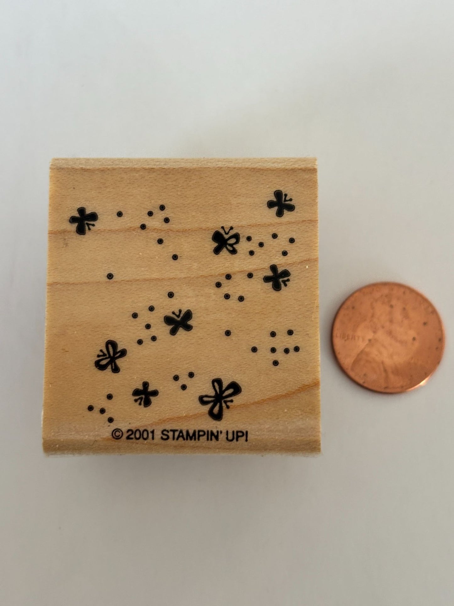 Stampin Up Rubber Stamp Butterfly Background Dots Butterflies Spring Nature Wood