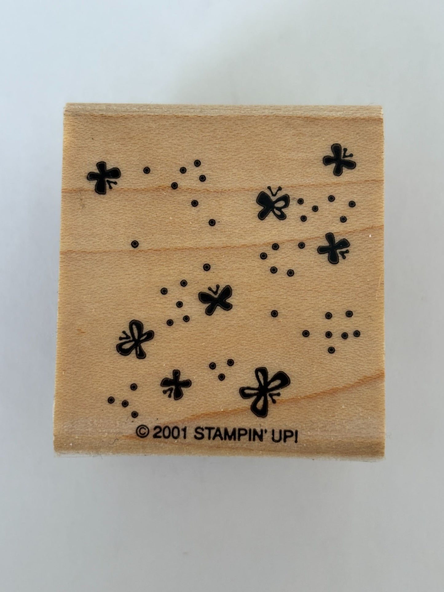 Stampin Up Rubber Stamp Butterfly Background Dots Butterflies Spring Nature Wood