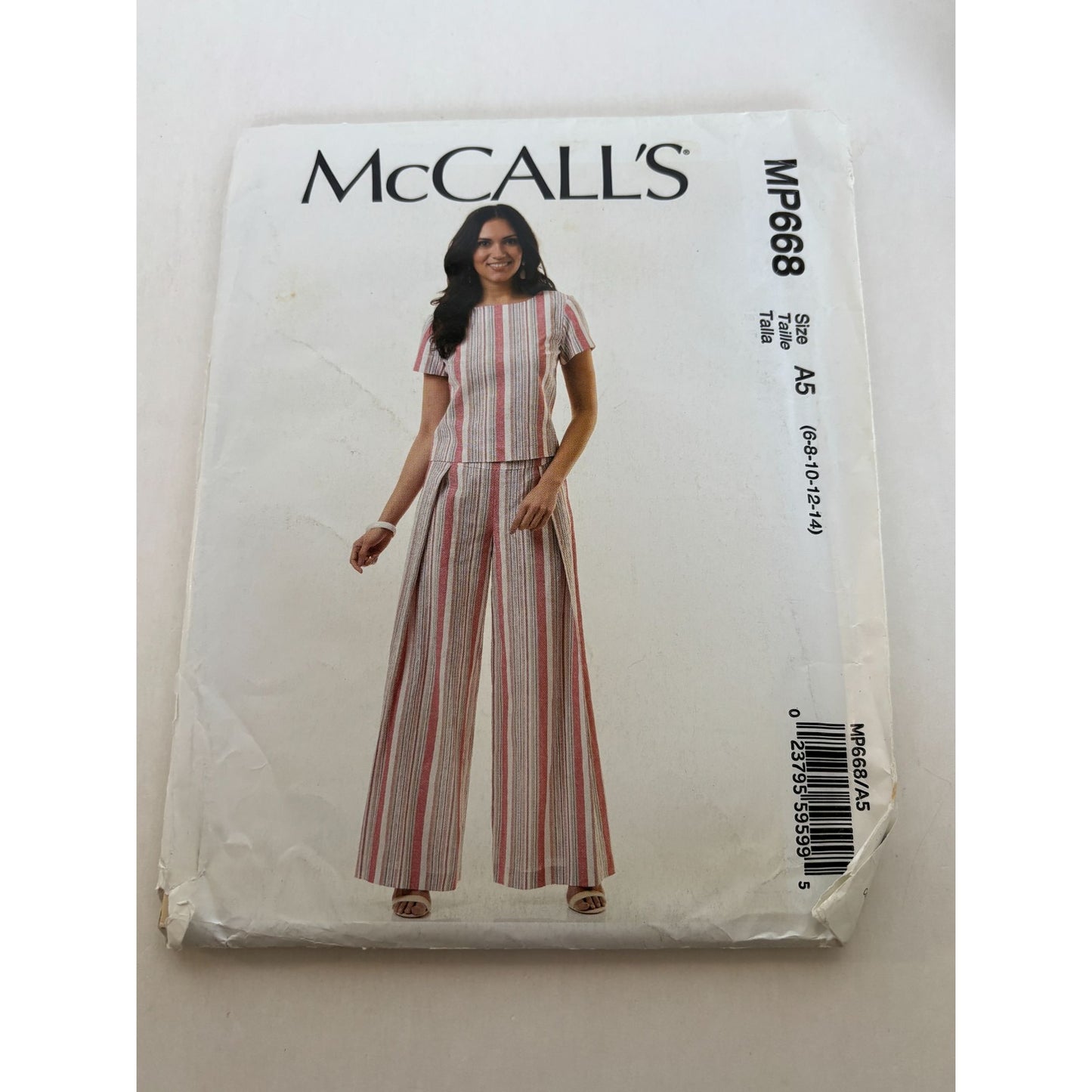 McCalls Sewing Pattern MP668 Round Neck Shirt Top Back Zipper Pants Work 6-14 UC