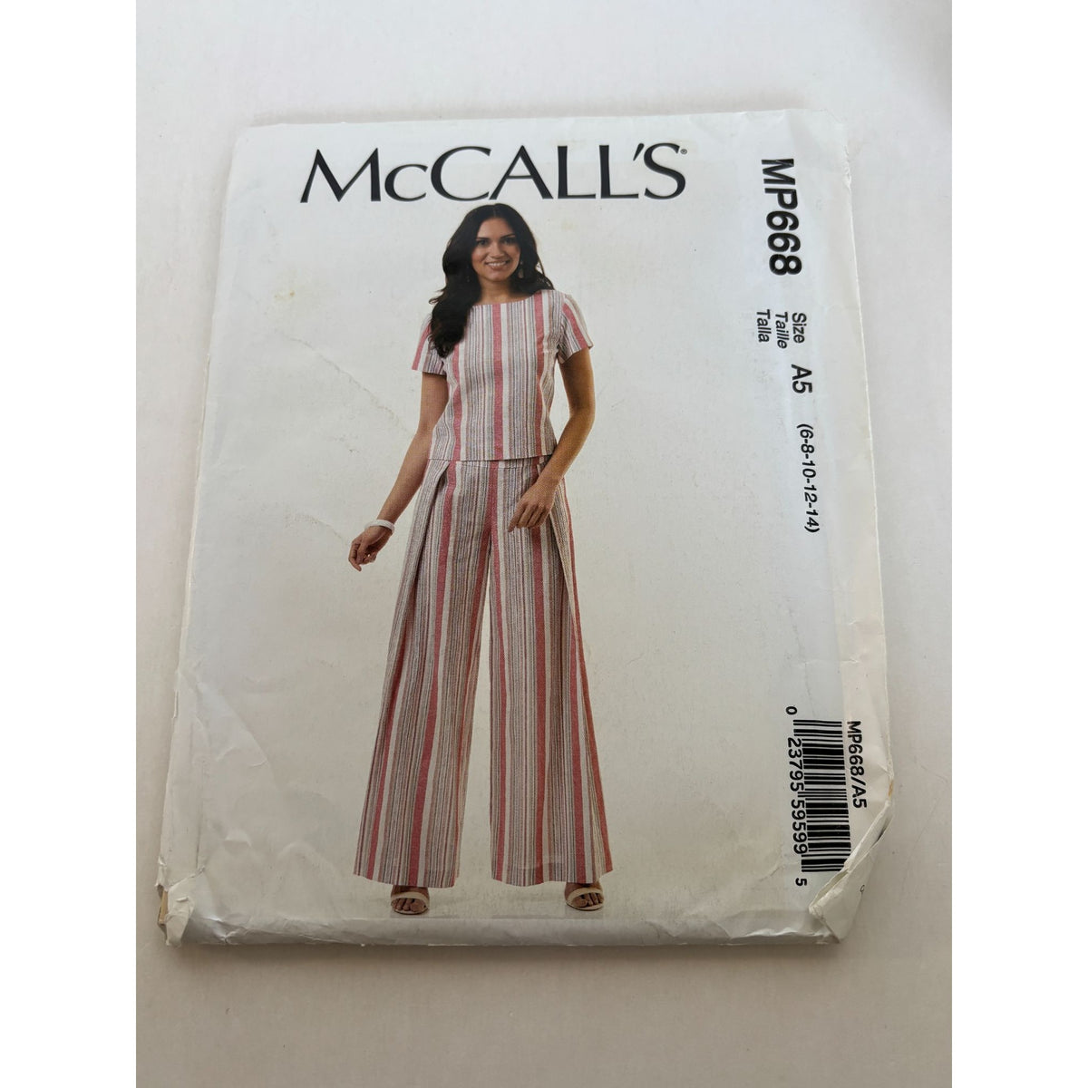 McCalls Sewing Pattern MP668 Round Neck Shirt Top Back Zipper Pants Work 6-14 UC