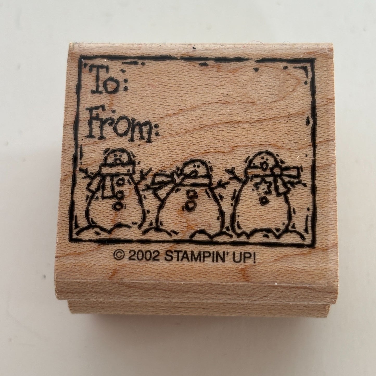 Stampin Up Rubber Stamp Christmas Snowman Family To From Gift Tag Card Making