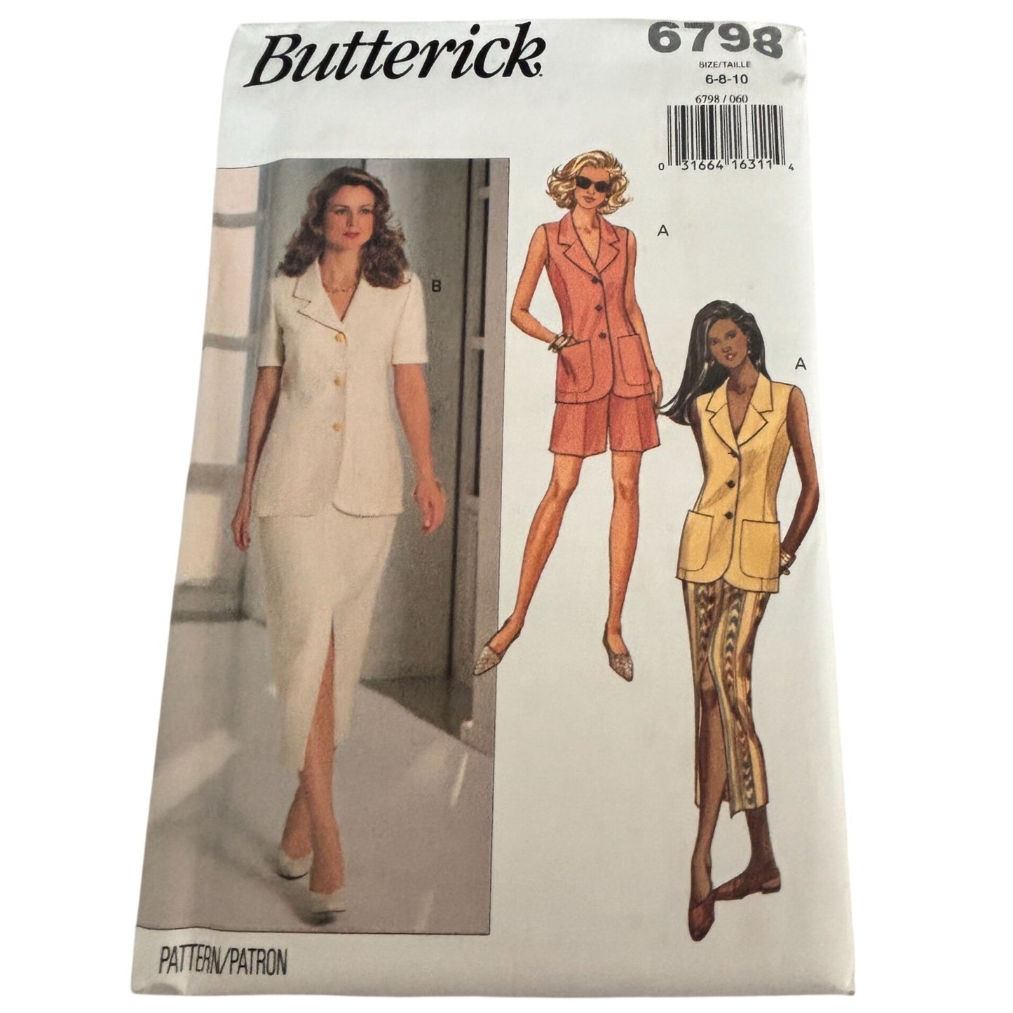 Butterick Sewing Pattern 6798 Top Skirt Shorts Set 90s Minimalist Summer Suit 6-10 Uncut