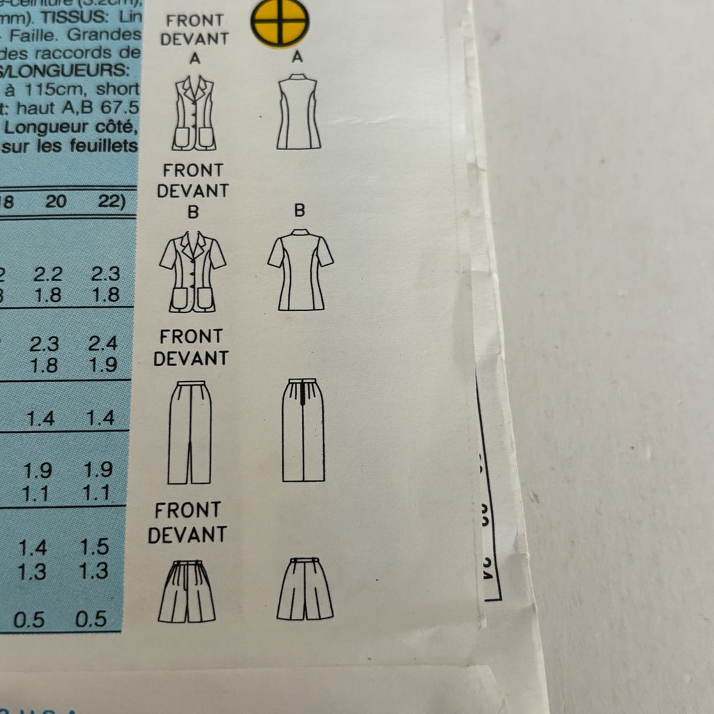 Butterick Sewing Pattern 6798 Top Skirt Shorts Set 90s Minimalist Summer Suit 6-10 Uncut