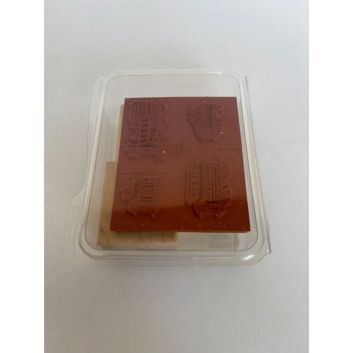 Stampin Up Wood Rubber Stamp Set Train Mini Caboose Coal Car Trains Locomotive