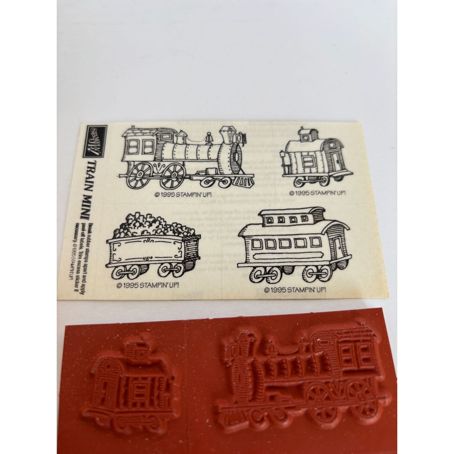 Stampin Up Wood Rubber Stamp Set Train Mini Caboose Coal Car Trains Locomotive
