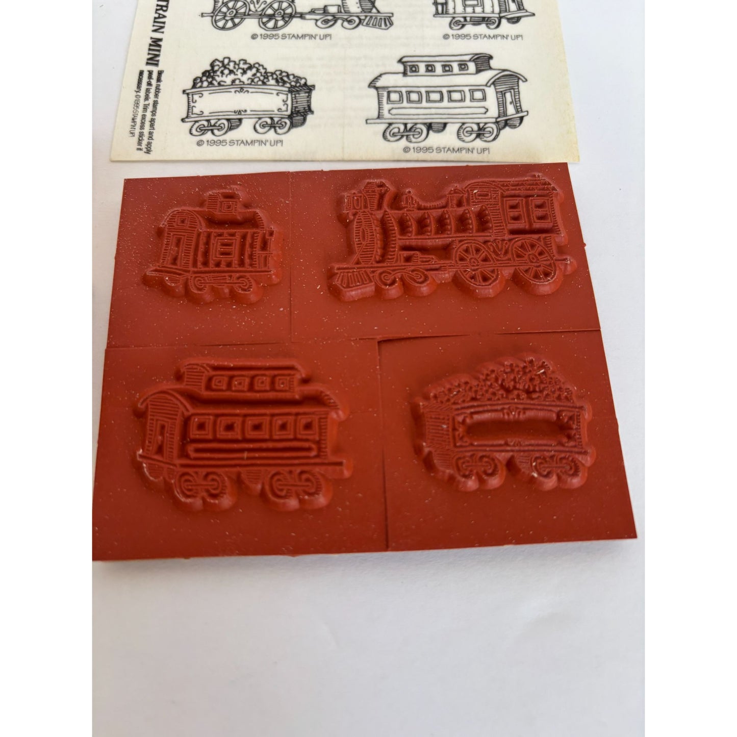 Stampin Up Wood Rubber Stamp Set Train Mini Caboose Coal Car Trains Locomotive
