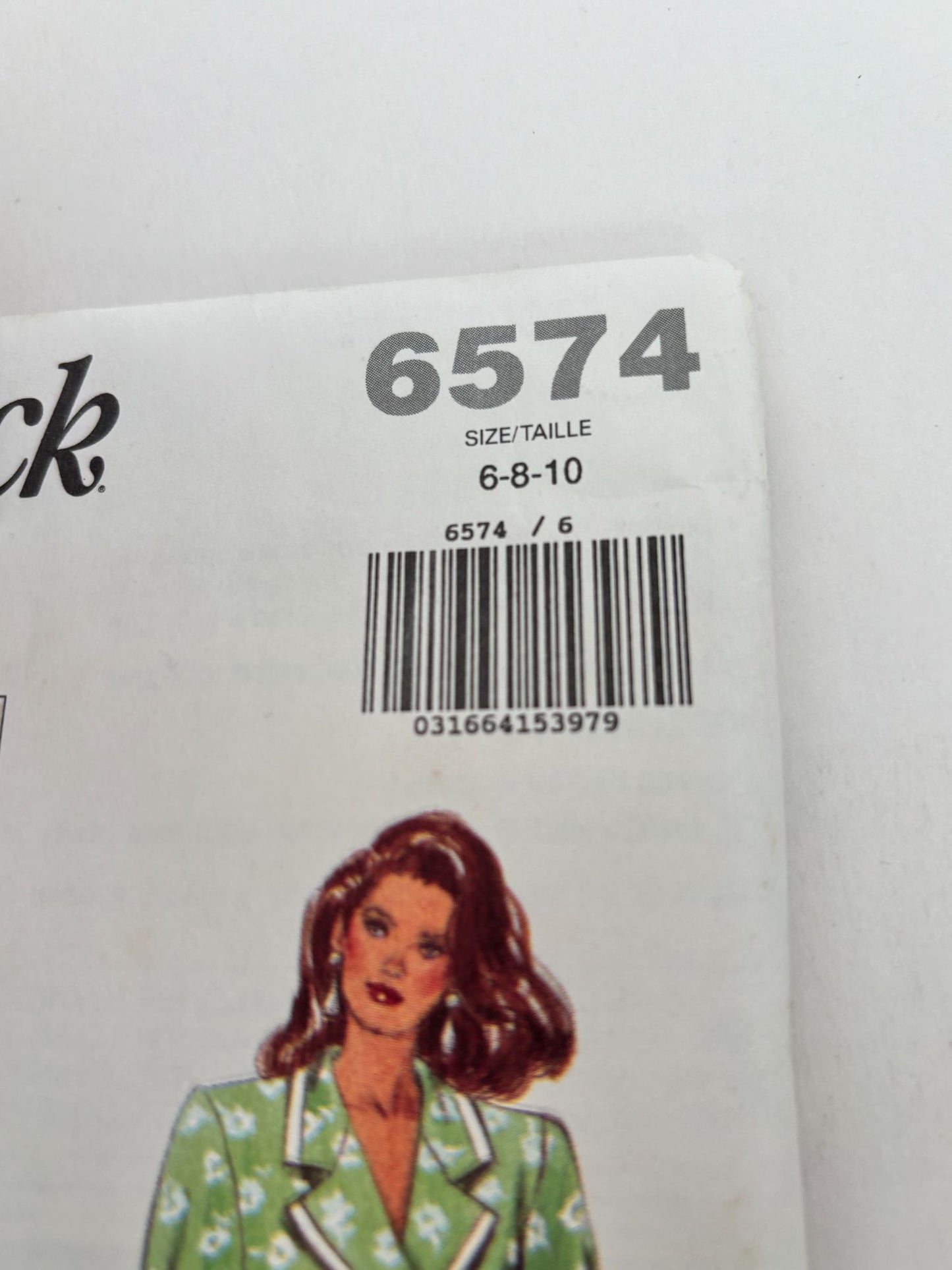 Butterick Sewing Pattern 6574 Top Skirt Split Skirt Work Outfit 1990s 6 8 10 UC