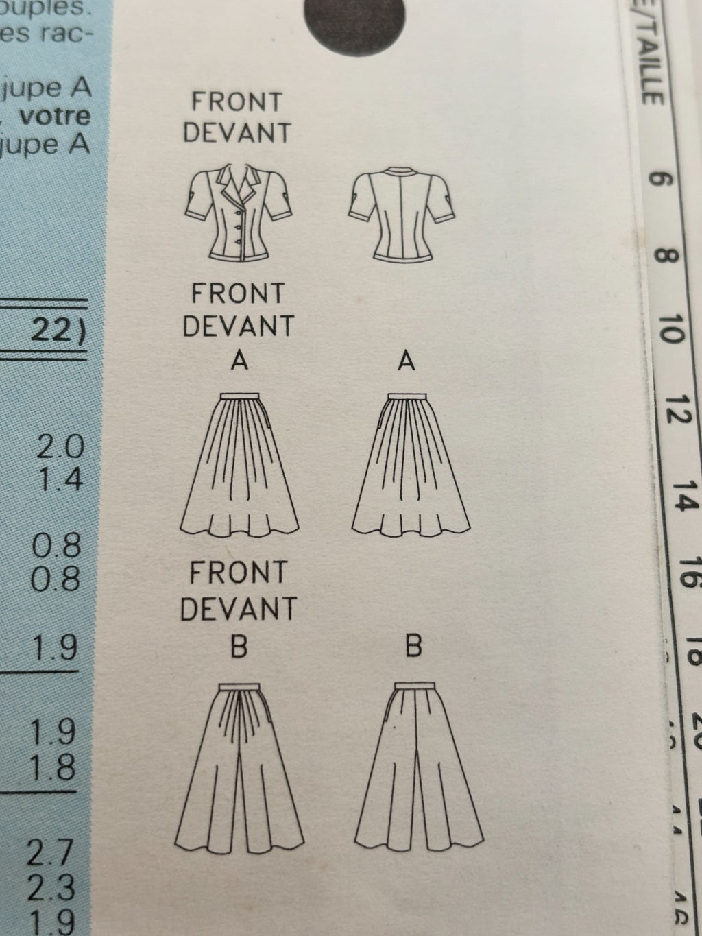 Butterick Sewing Pattern 6574 Top Skirt Split Skirt Work Outfit 1990s 6 8 10 UC