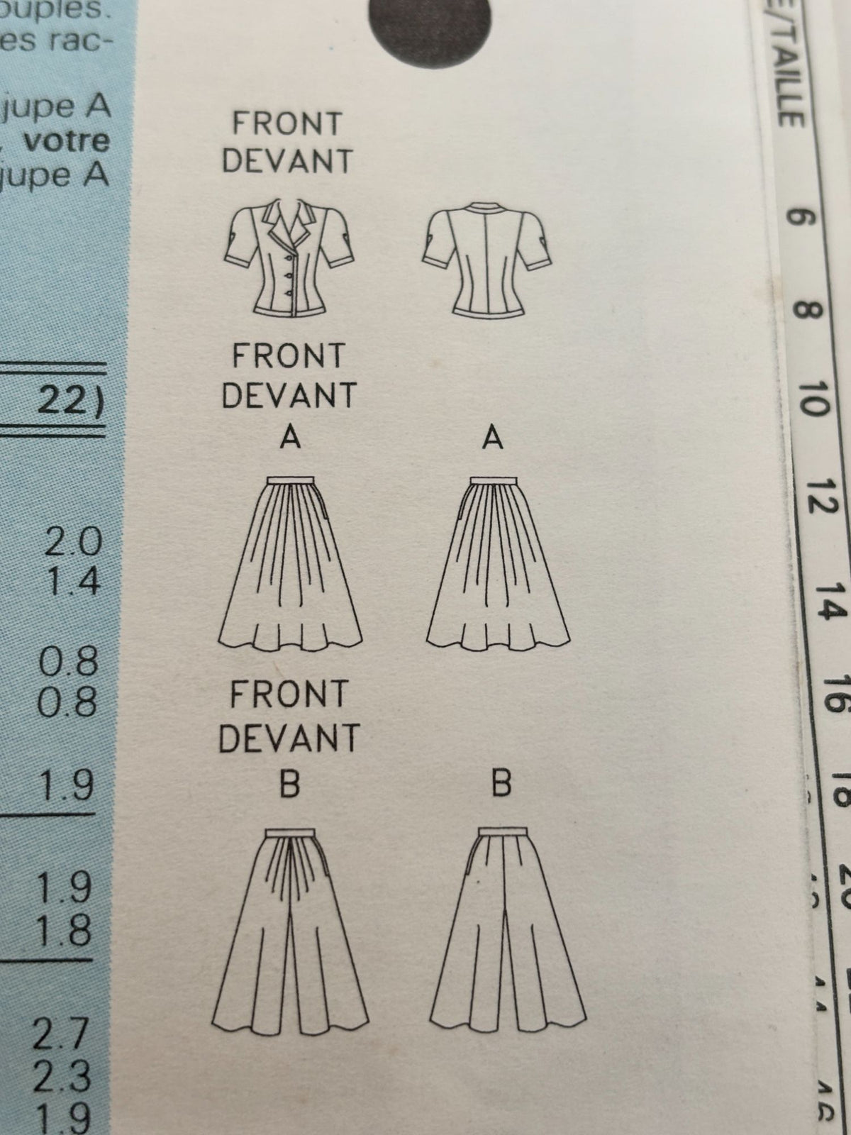Butterick Sewing Pattern 6574 Top Skirt Split Skirt Work Outfit 1990s 6 8 10 UC