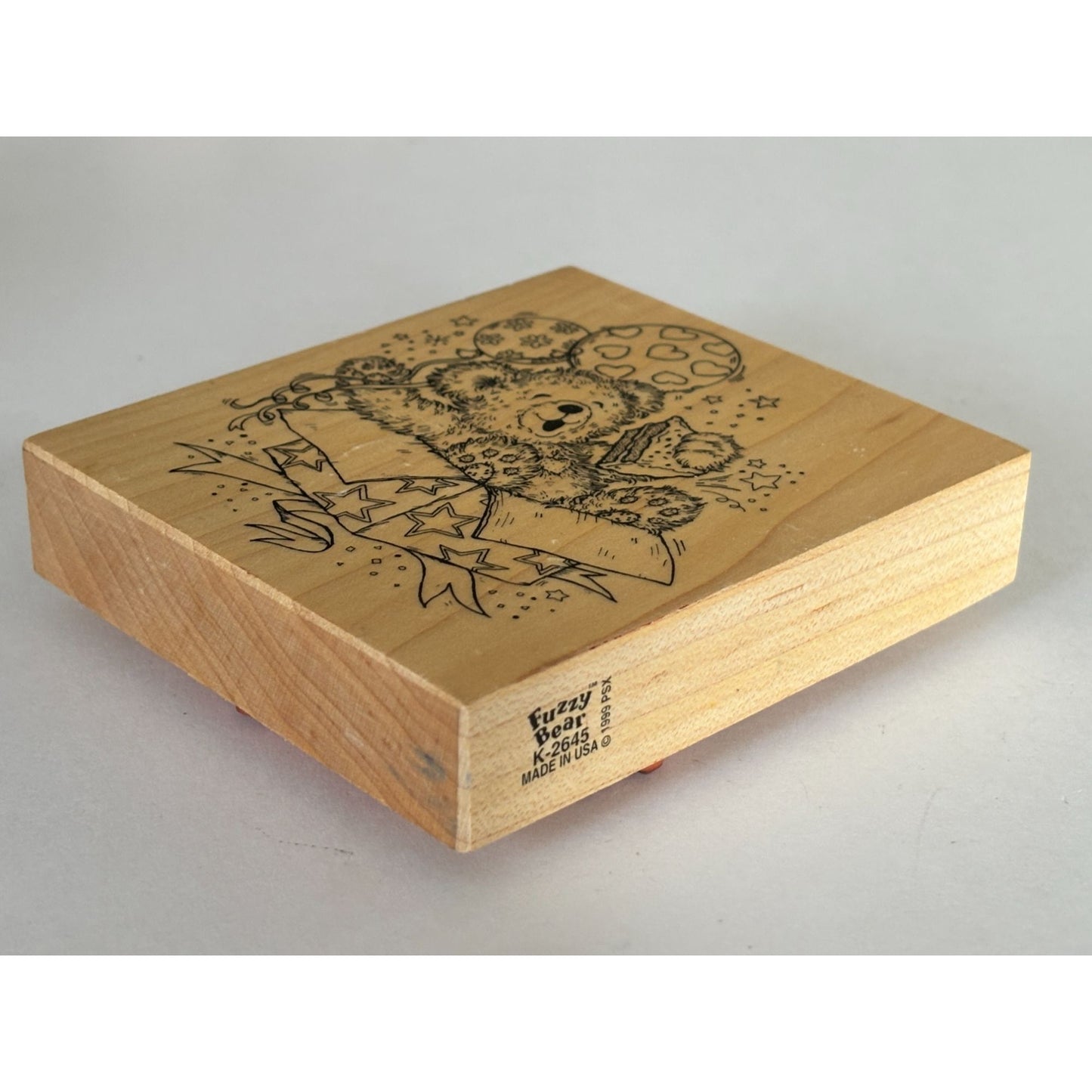 PSX Rubber Stamp Fuzzy Bear Teddy Birthday Cardmaking Gift Balloons Party Large