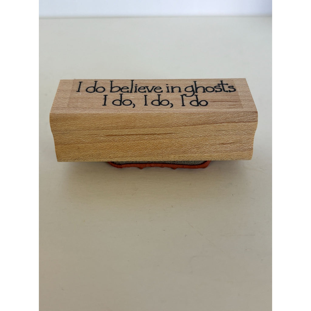 Azadi Rubber Stamp I Believe in Ghosts Halloween Sentiment Cardmaking Wood Mounted