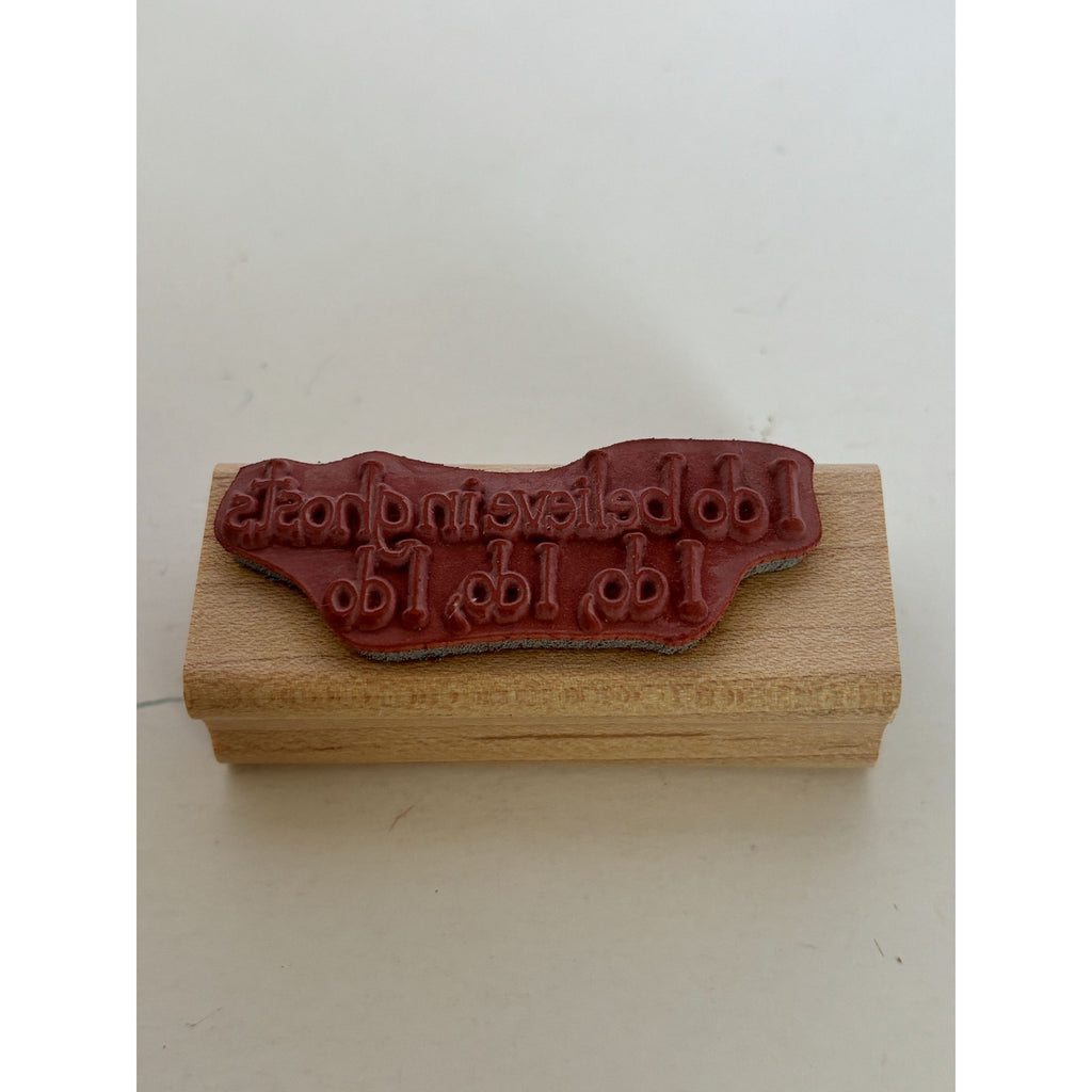 Azadi Rubber Stamp I Believe in Ghosts Halloween Sentiment Cardmaking Wood Mounted