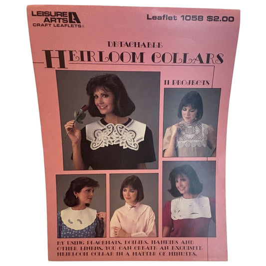 Leisure Arts Sewing Pattern 1058 Detachable Heirloom Collars Recycle Upcycle Sew