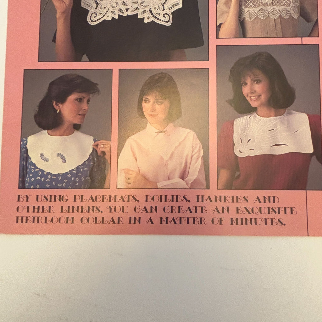 Leisure Arts Sewing Pattern 1058 Detachable Heirloom Collars Recycle Upcycle Sew