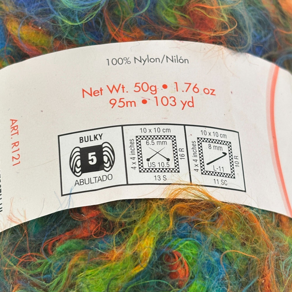 Moda Dea Wild Yarn Skein Funky Color Nylon 50g Bulky Weight Multi-Colored Italy Knitting Crochet