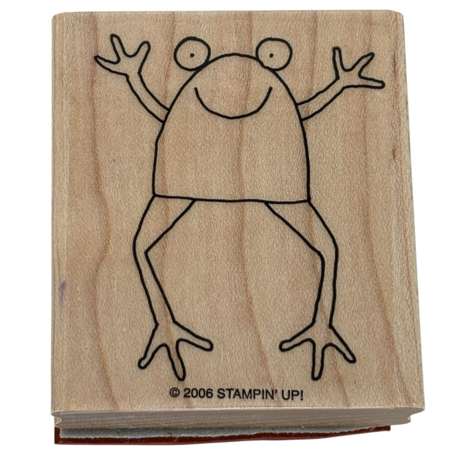Stampin Up Wood Rubber Stamp Frog Jumping Open Arms Animal Hug Card Making Craft