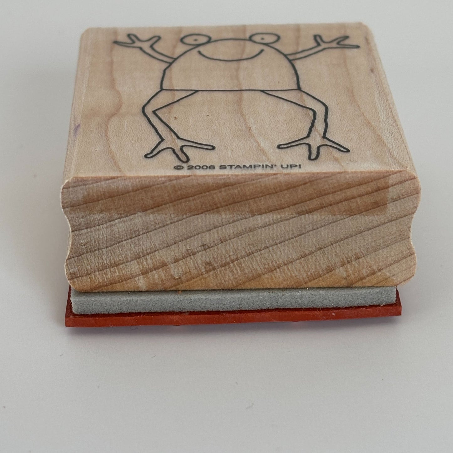 Stampin Up Wood Rubber Stamp Frog Jumping Open Arms Animal Hug Card Making Craft