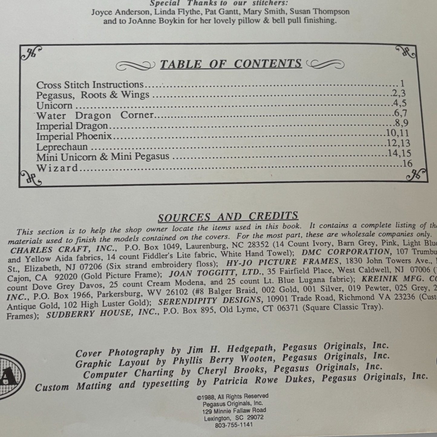 Figments Of Fantasy Cross Stitch Pattern Book Dragon Unicorn Wizard Pegasus 147