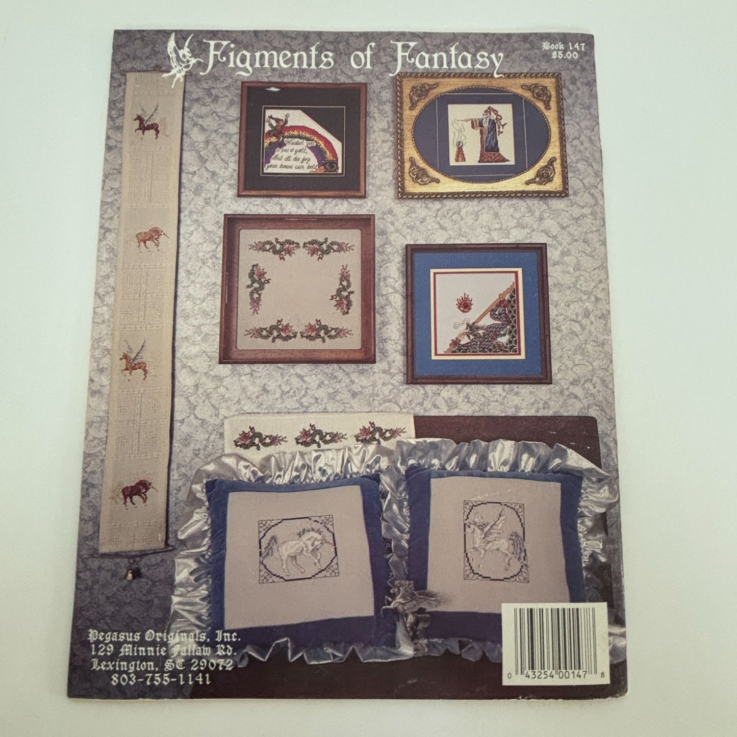 Figments Of Fantasy Cross Stitch Pattern Book Dragon Unicorn Wizard Pegasus 147