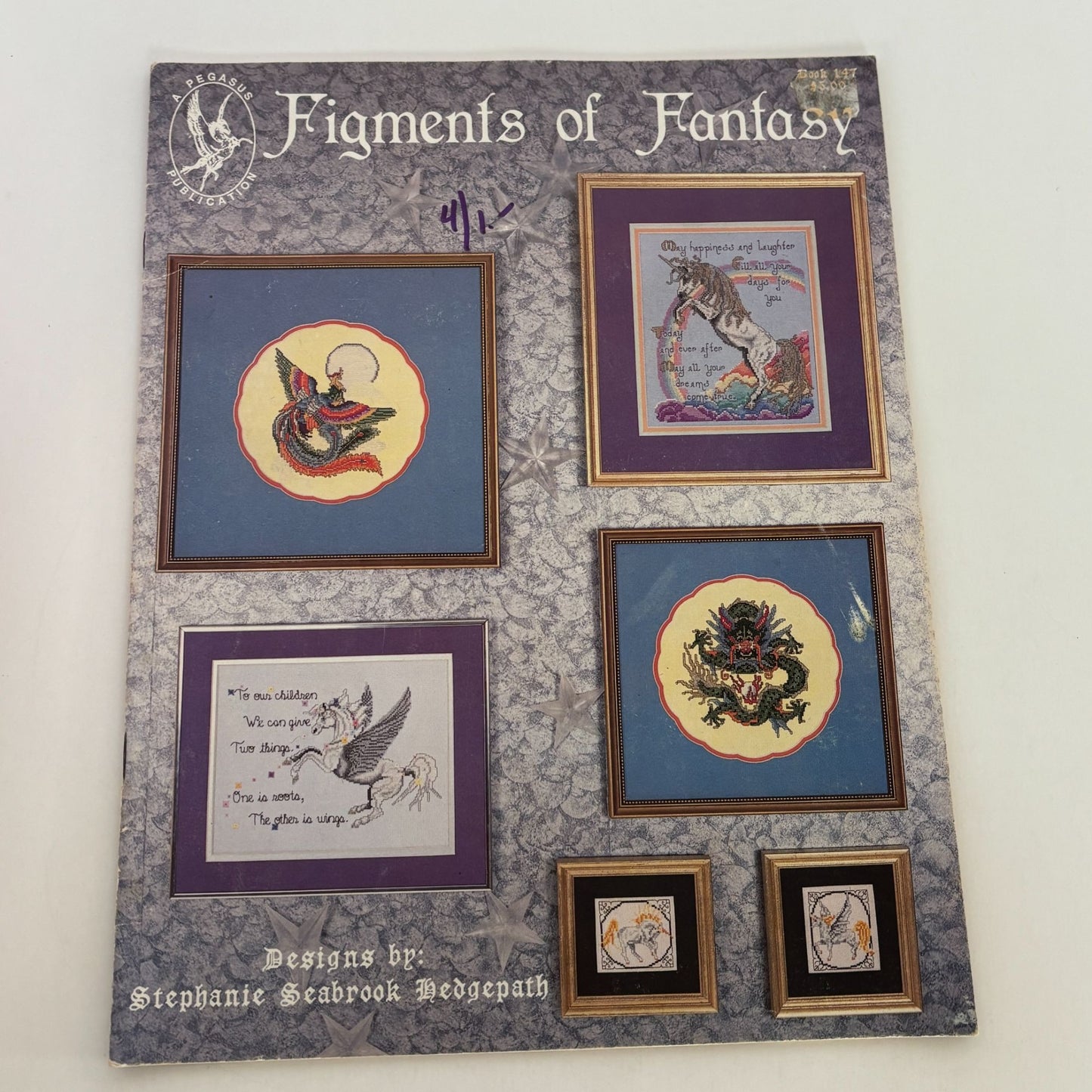 Figments Of Fantasy Cross Stitch Pattern Book Dragon Unicorn Wizard Pegasus 147