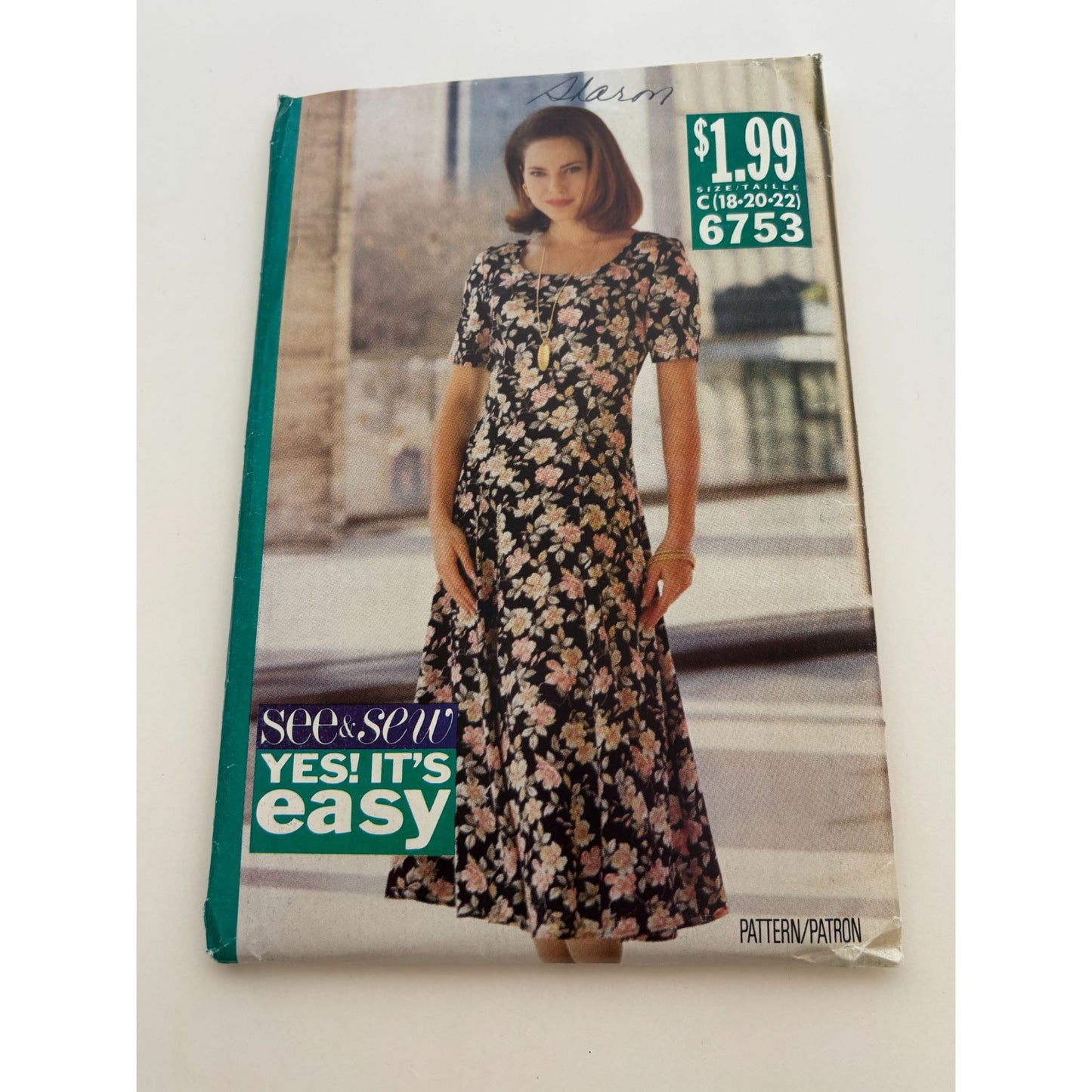 Butterick See and Sew Sewing Pattern 6753 Dress Very Easy Sizes 18 20 22 Uncut