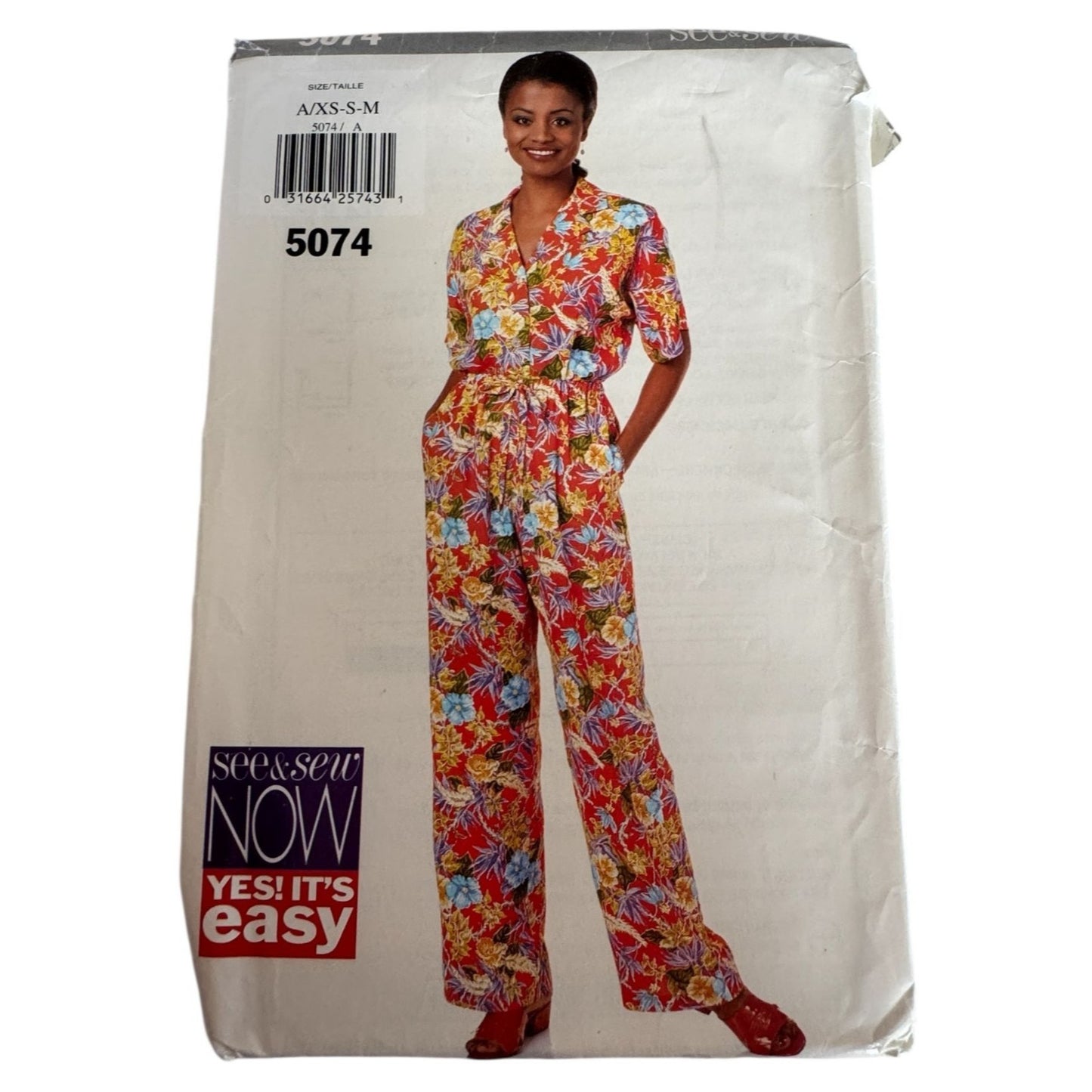 McCalls Sewing Pattern 5074 Tropical Resort Set Shirt Pants 90s 6-14 Easy Uncut