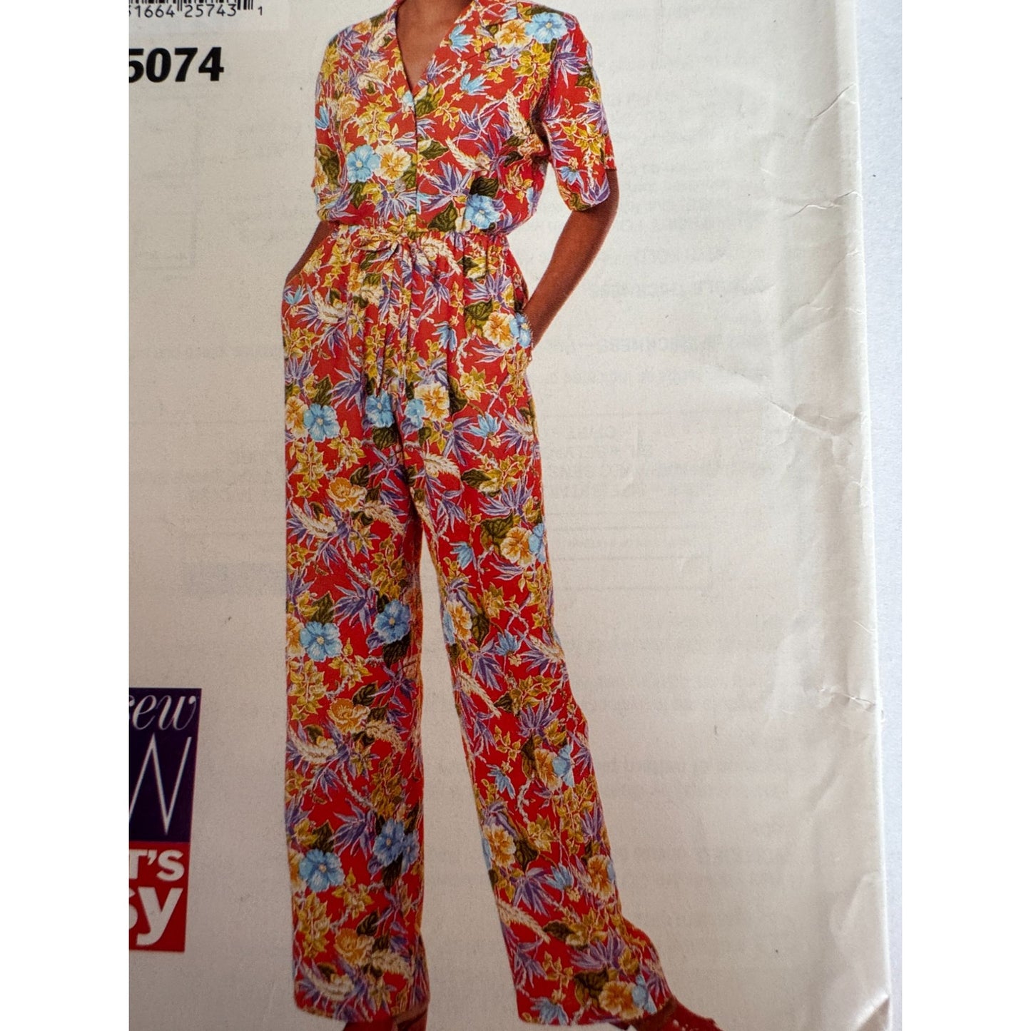 McCalls Sewing Pattern 5074 Tropical Resort Set Shirt Pants 90s 6-14 Easy Uncut
