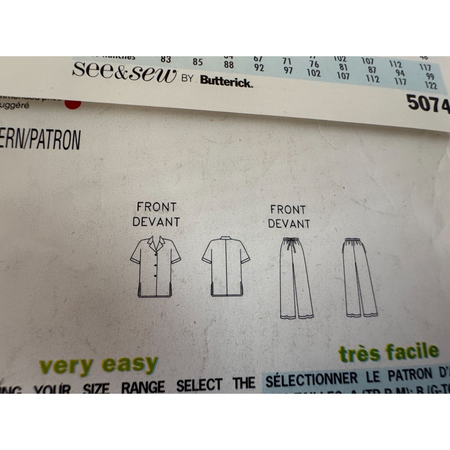McCalls Sewing Pattern 5074 Tropical Resort Set Shirt Pants 90s 6-14 Easy Uncut
