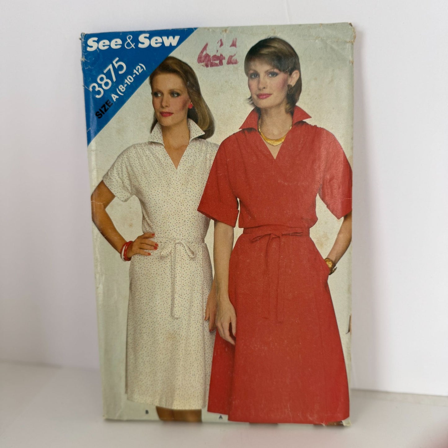 Butterick See and Sew Sewing Pattern 3875 Misses Dress Front Wrap 8 10 12 Uncut
