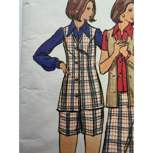 Butterick Pattern 3109 Misses Vest Skirt Pants Shorts 1970s Outfit Size 16.5 UC