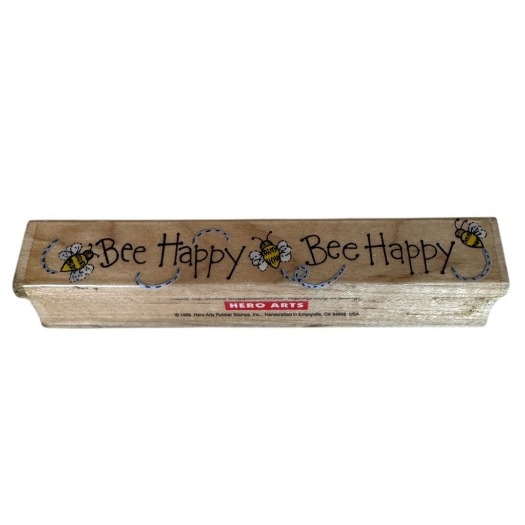 Hero Arts Rubber Stamp Bee Happy Pun Card Making Words Border Wood Mounted F1373