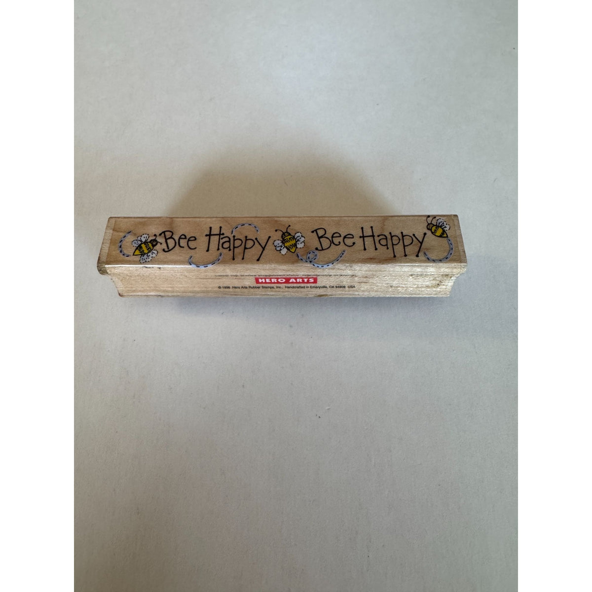 Hero Arts Rubber Stamp Bee Happy Pun Card Making Words Border Wood Mounted F1373