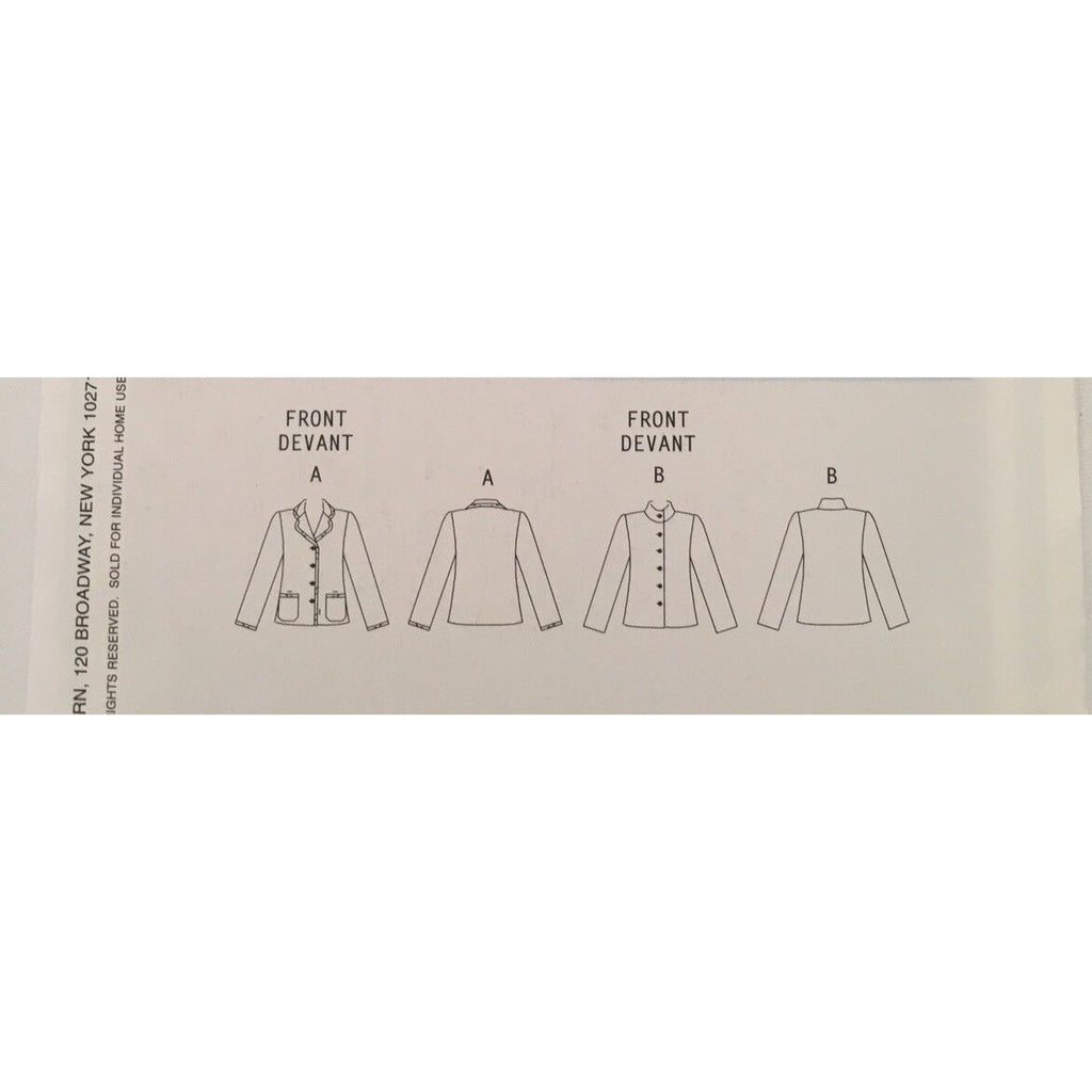 Butterick B5514 Misses Sewing Pattern Easy Jacket Button Up 8 10 12 14 Uncut