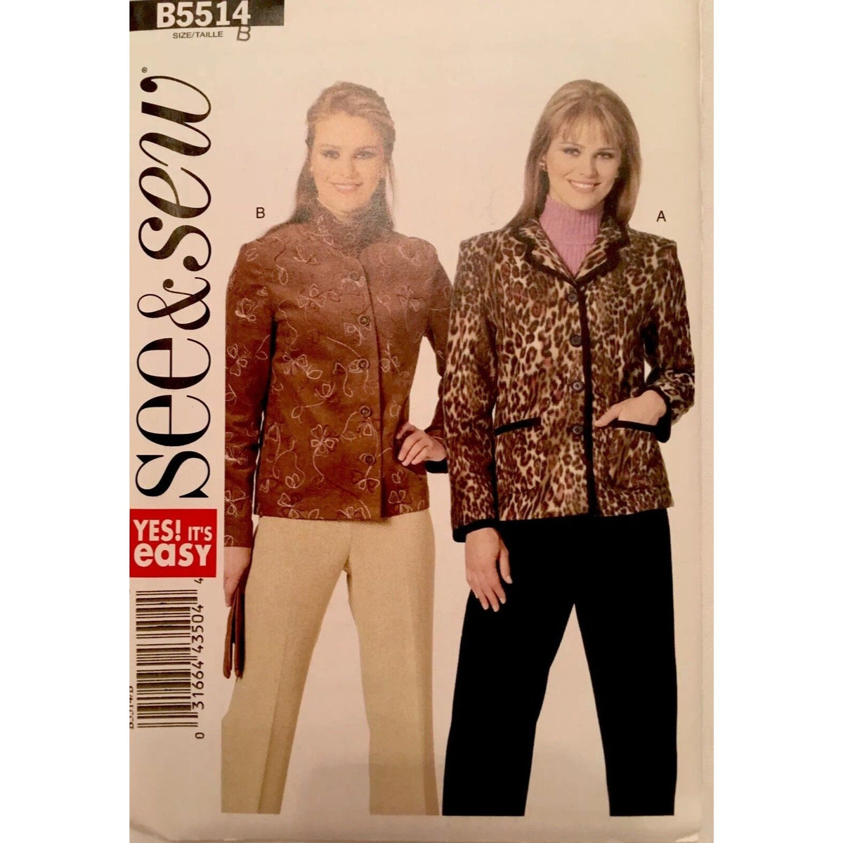 Butterick B5514 Misses Sewing Pattern Easy Jacket Button Up 8 10 12 14 Uncut