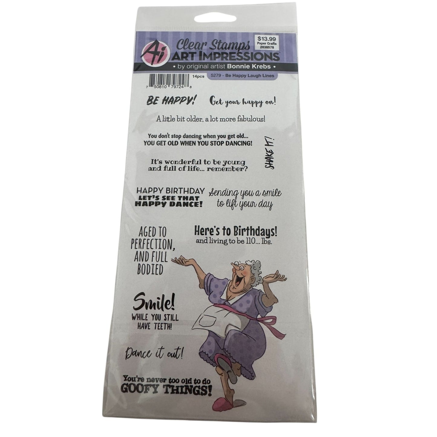 Art Impressions Clear Stamps Be Happy Laugh Lines Funny Birthday Sayings Grandma