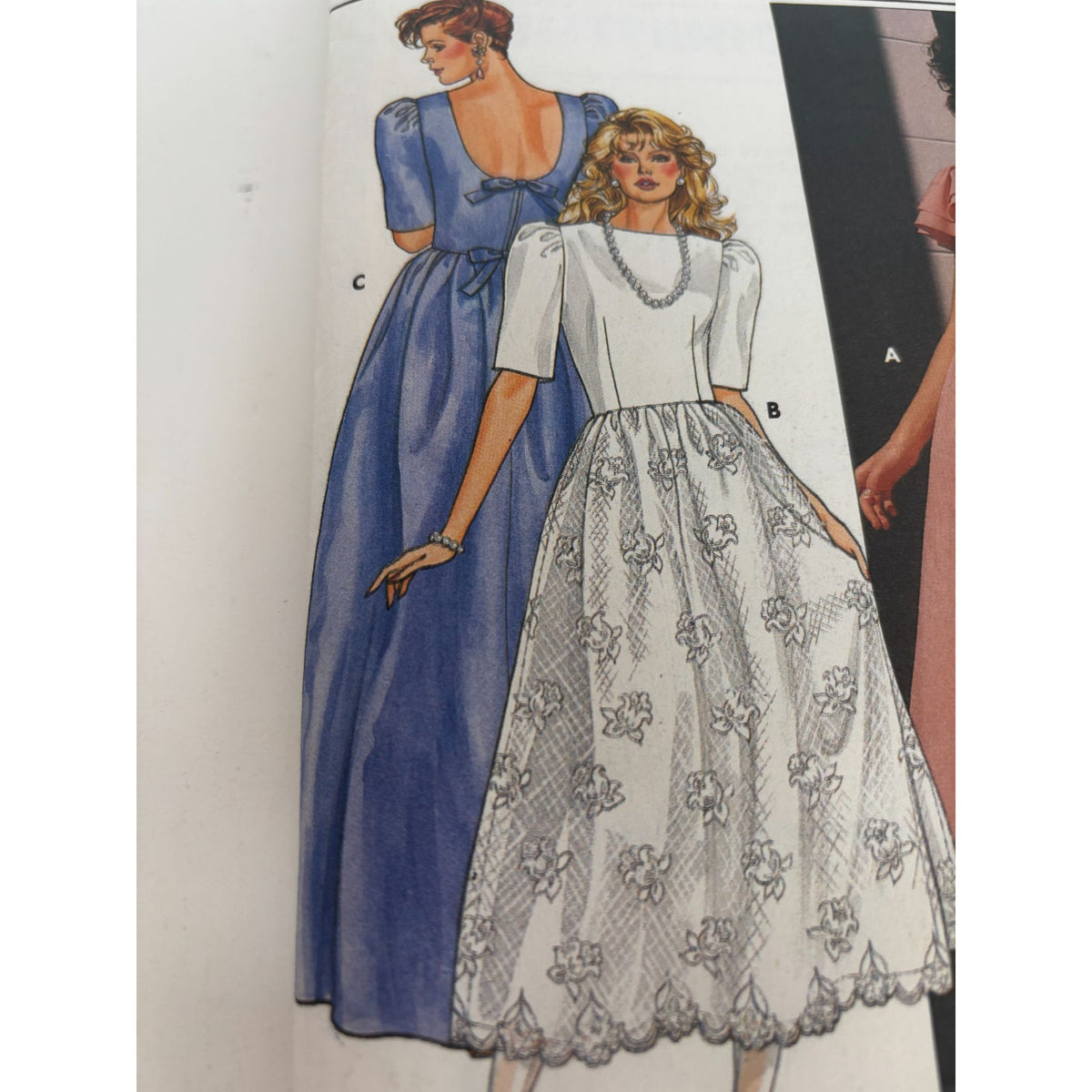 Butterick Sewing Pattern 3235 Modest Formal Dress Short Sleeve 1980s 12 14 16 UC