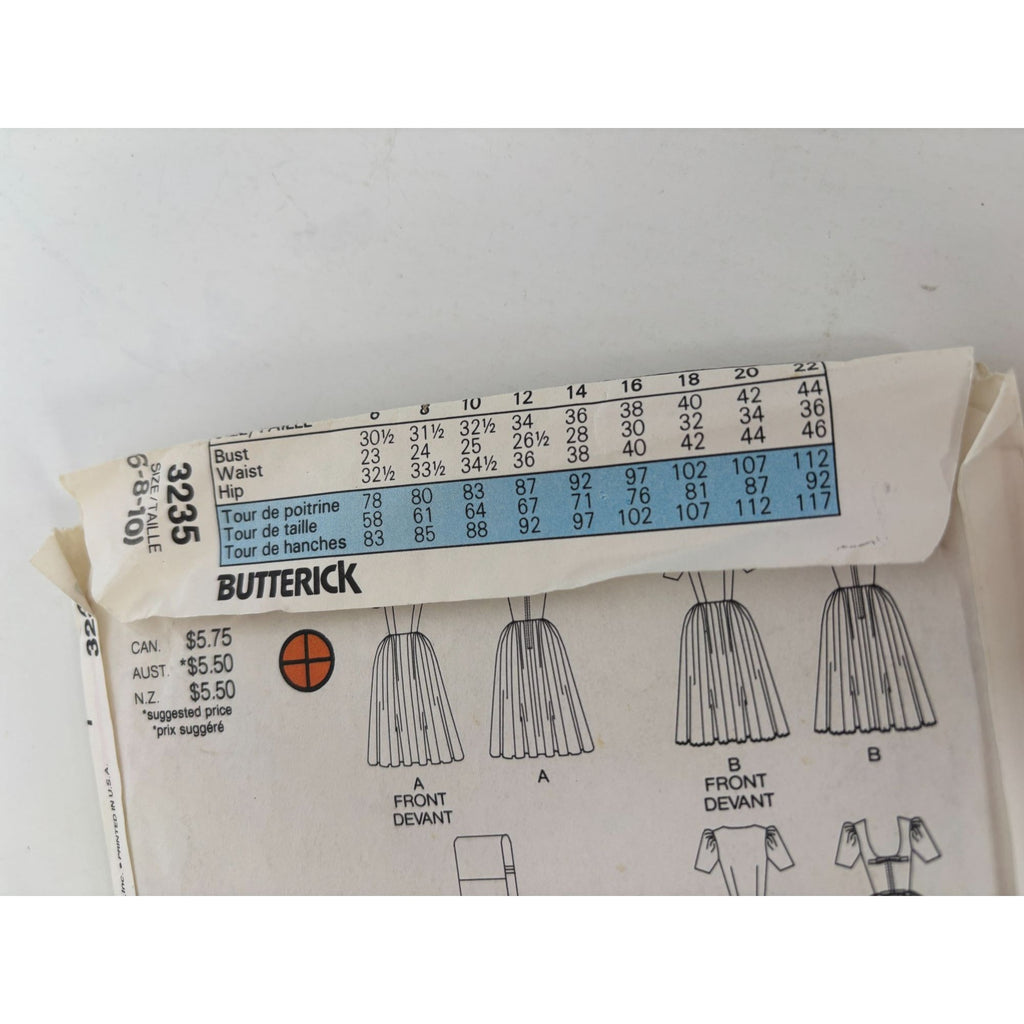 Butterick Sewing Pattern 3235 Modest Formal Dress Short Sleeve 1980s 12 14 16 UC