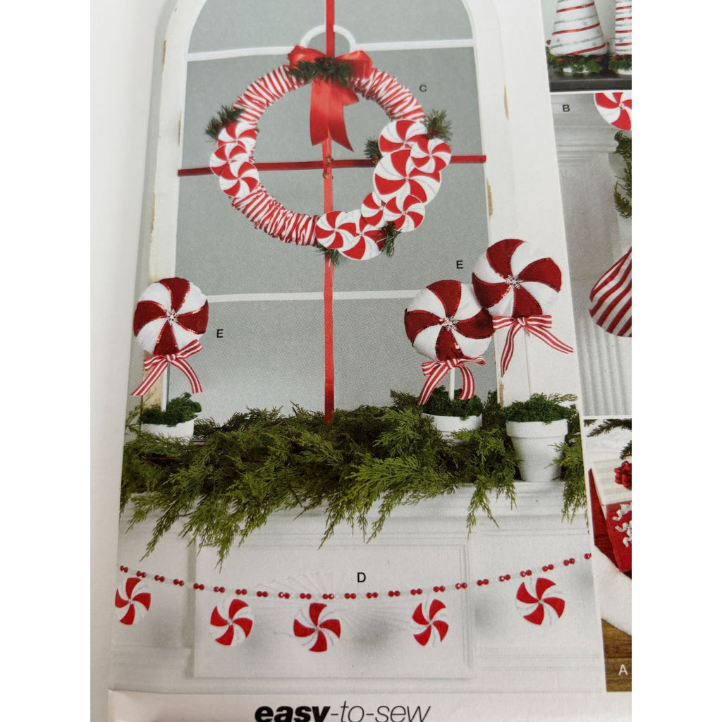 Simplicity Sewing Pattern S9668 Christmas Stocking Wreath Peppermint Tree Skirt
