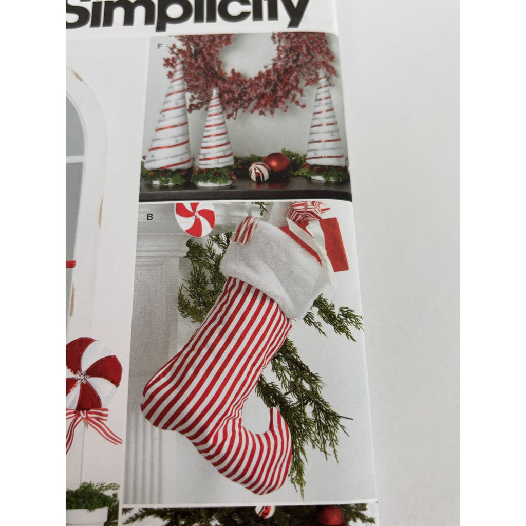 Simplicity Sewing Pattern S9668 Christmas Stocking Wreath Peppermint Tree Skirt