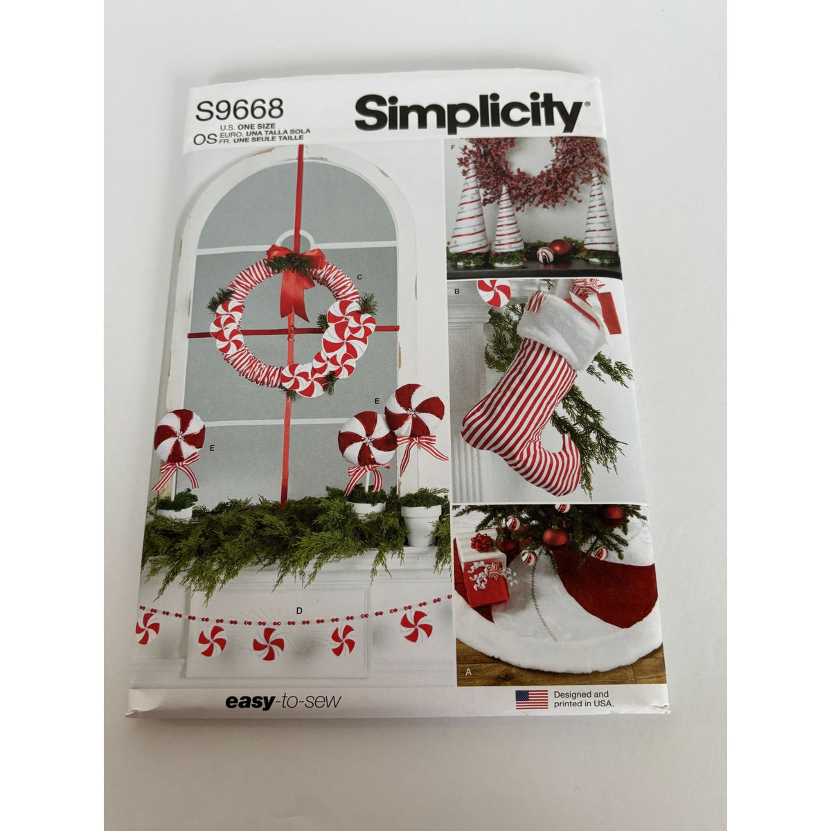 Simplicity Sewing Pattern S9668 Christmas Stocking Wreath Peppermint Tree Skirt
