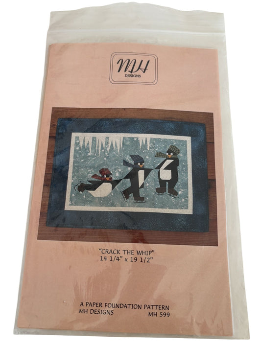 MH Designs Quilt Design 599 Penguins Crack The Whip Winter Ice Skating Christmas