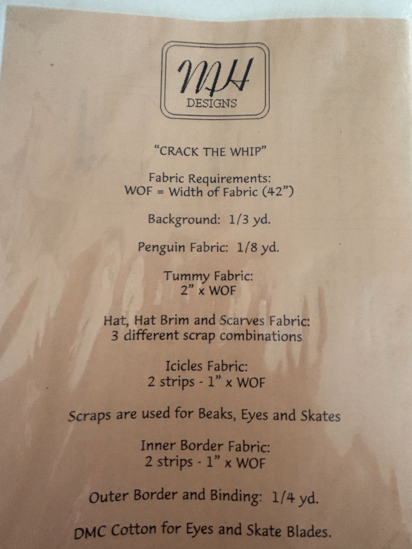 MH Designs Quilt Design 599 Penguins Crack The Whip Winter Ice Skating Christmas