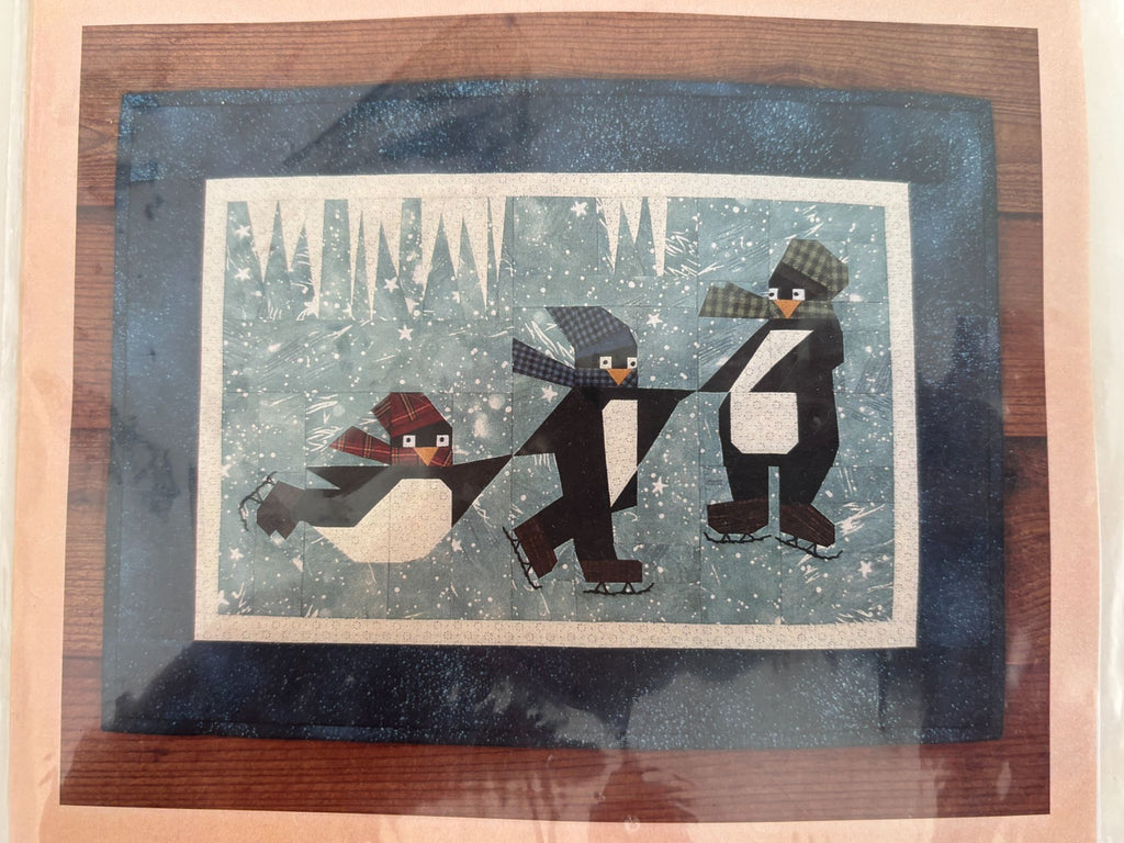 MH Designs Quilt Design 599 Penguins Crack The Whip Winter Ice Skating Christmas