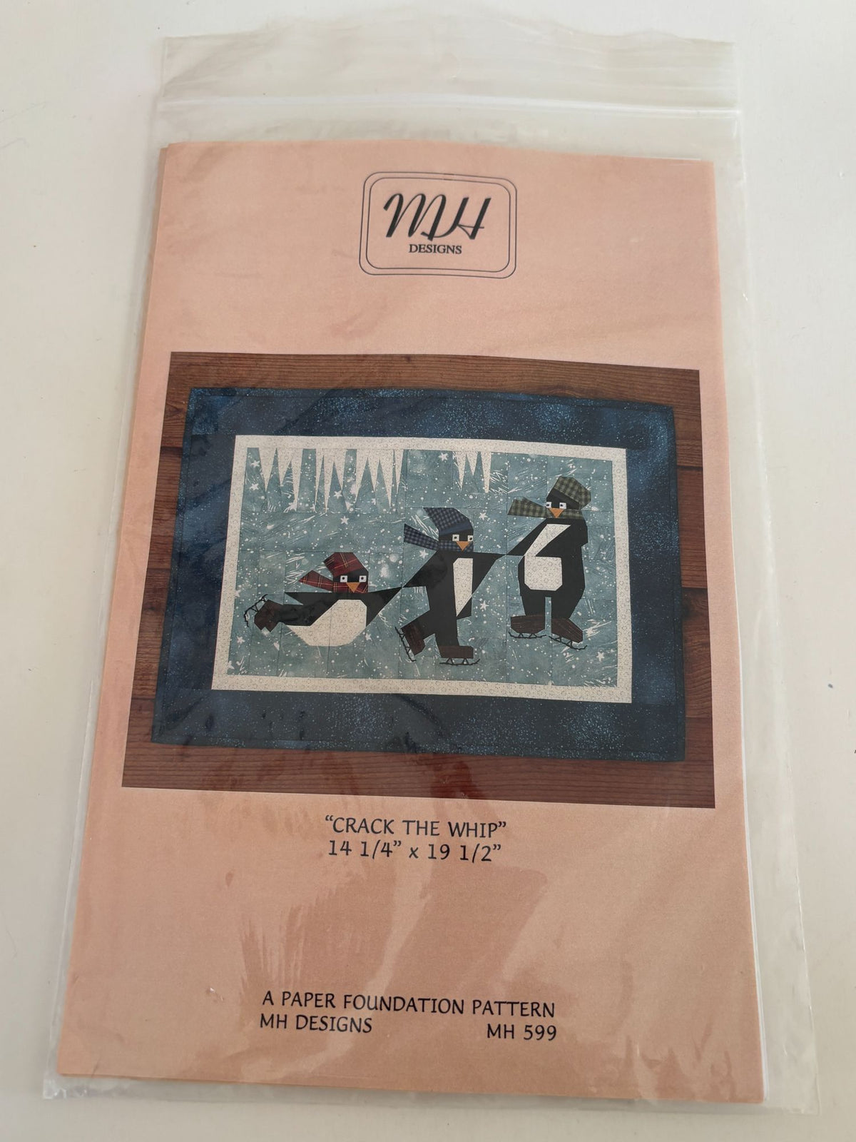 MH Designs Quilt Design 599 Penguins Crack The Whip Winter Ice Skating Christmas
